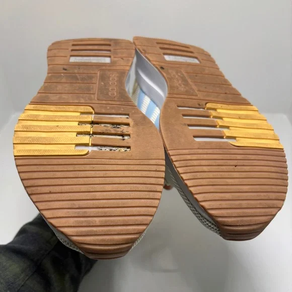 Adidas Cloudfoam Super Pride Shoes Womens 10 Cream Blue Rainbow Running Sneakers - Picture 9 of 15